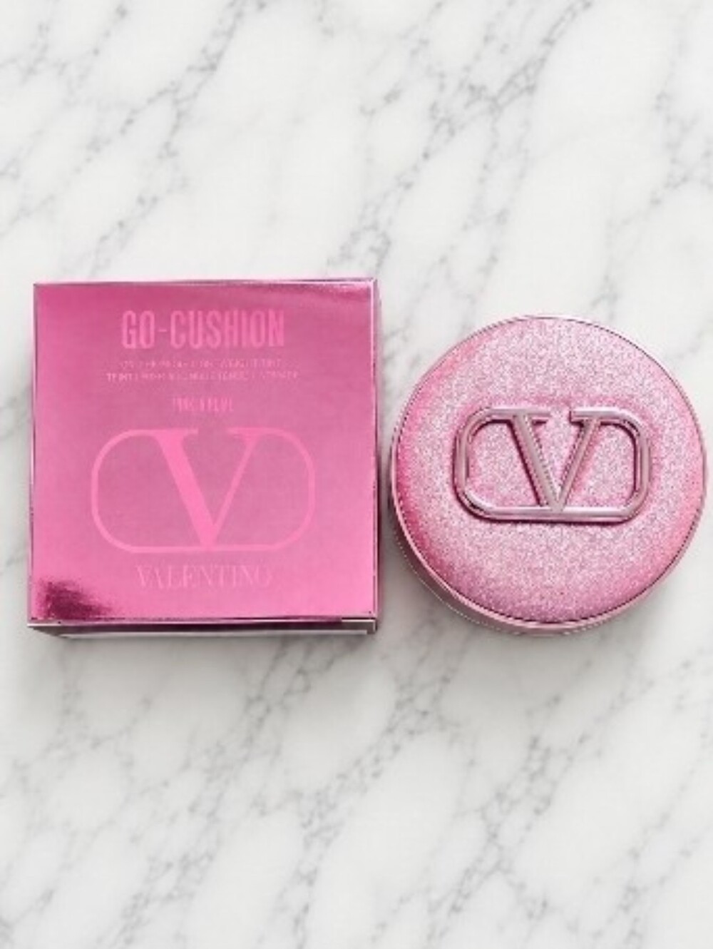 Valentino Beauty Go Cushion Pink Glitter Case Limited Edition NIB!